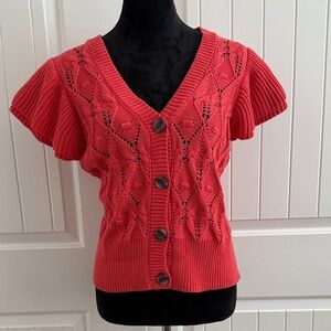Chic Button-Up Women's‎ Cardigan in Coral